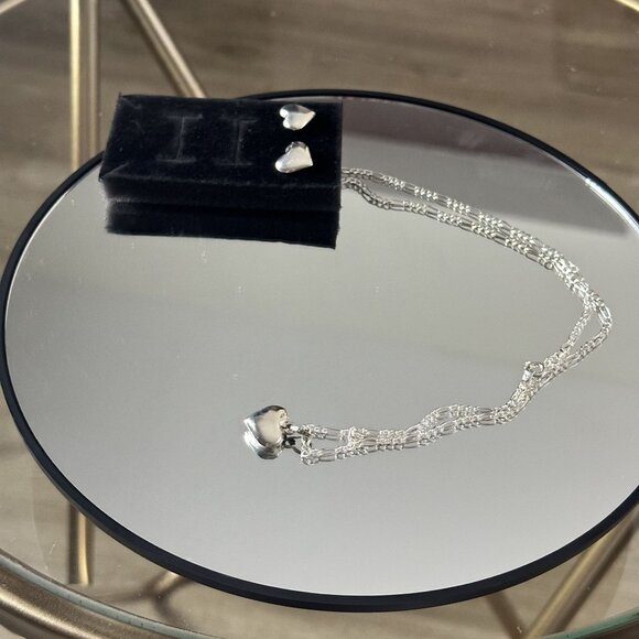 Sterling Silver Heart Necklace & Earrings Set from Mexico - Picture 11 of 12